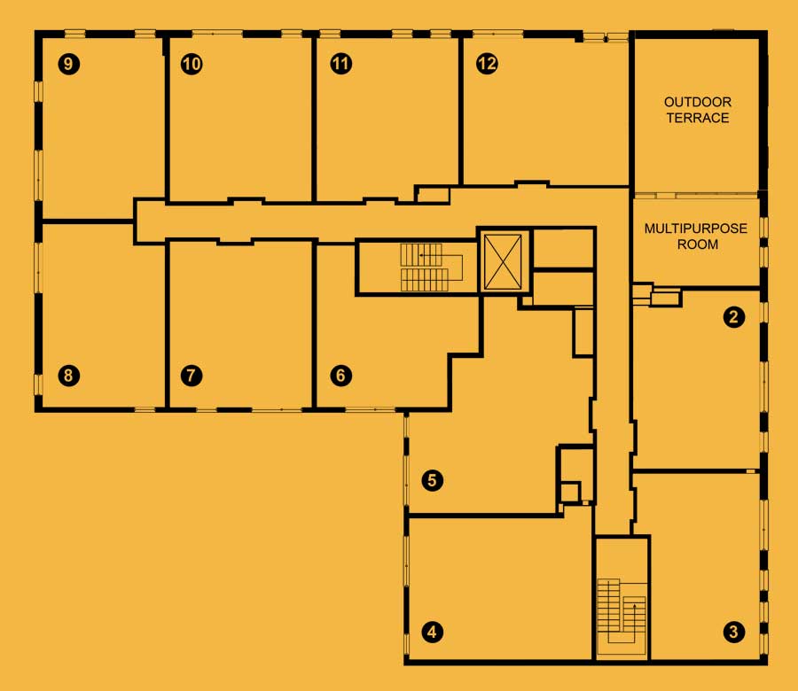 Floor plan for the third level of The 801 Oak Park, IL apartments, live/work rentals and retail space